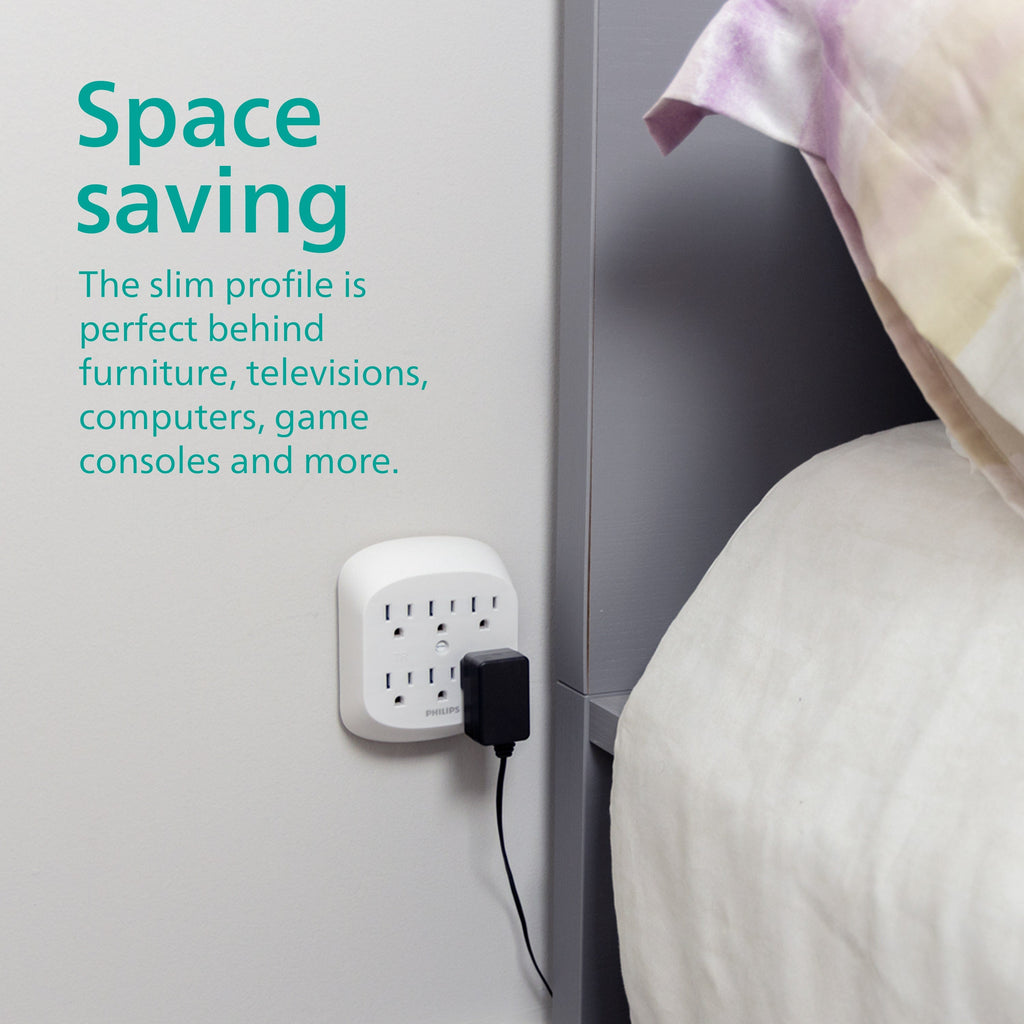 Philips 6-Outlet Wall Tap, White