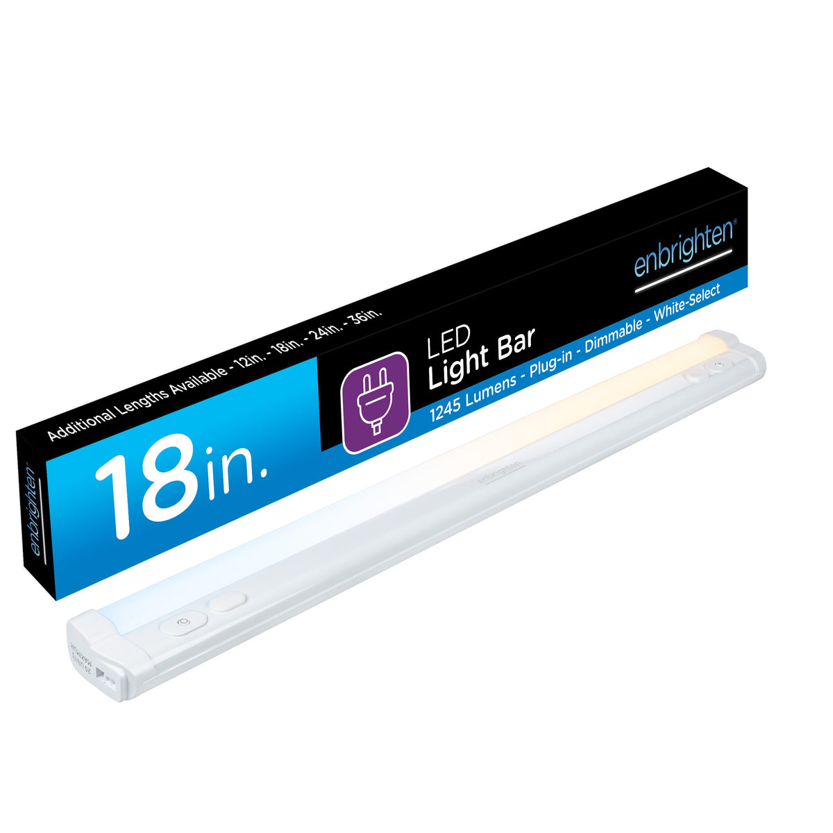 Enbrighten 18in. Plug-In Dimmable LED Light Bar, White