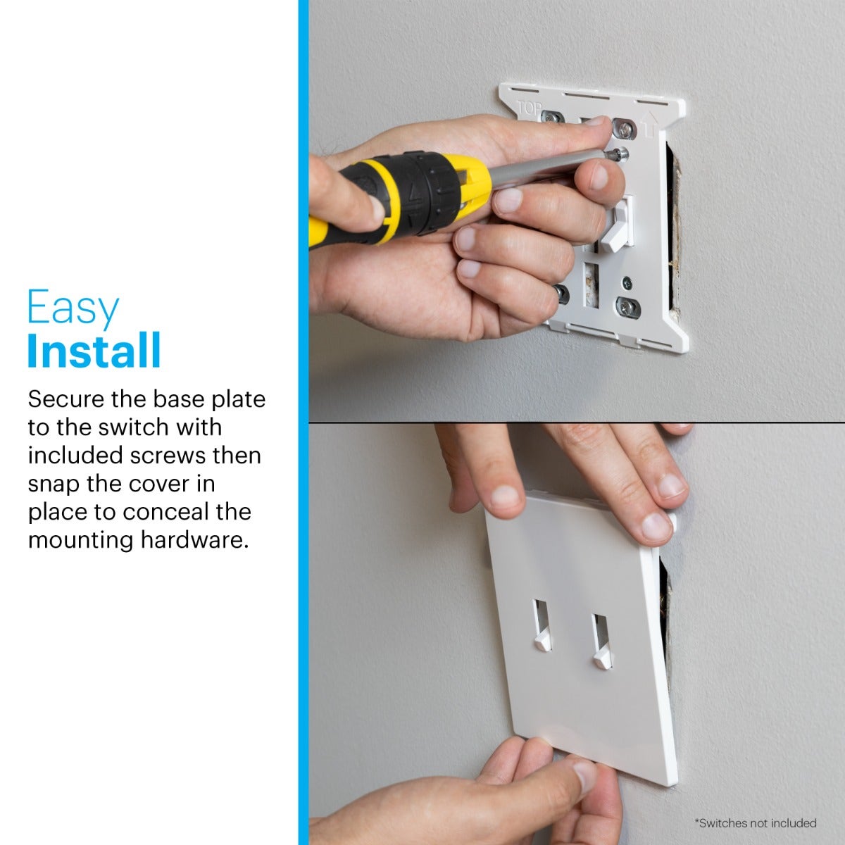 Power Gear Double Toggle Screwless Wall Plate, White, 5 Pack