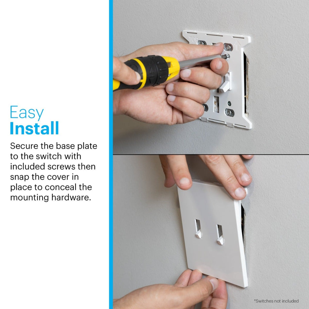 Power Gear Double Toggle Screwless Wall Plate, White, 10 Pack