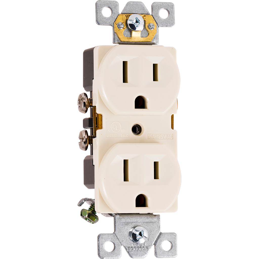GE UltraPro Grounding Duplex Heavy-Duty Receptacle, Light Almond