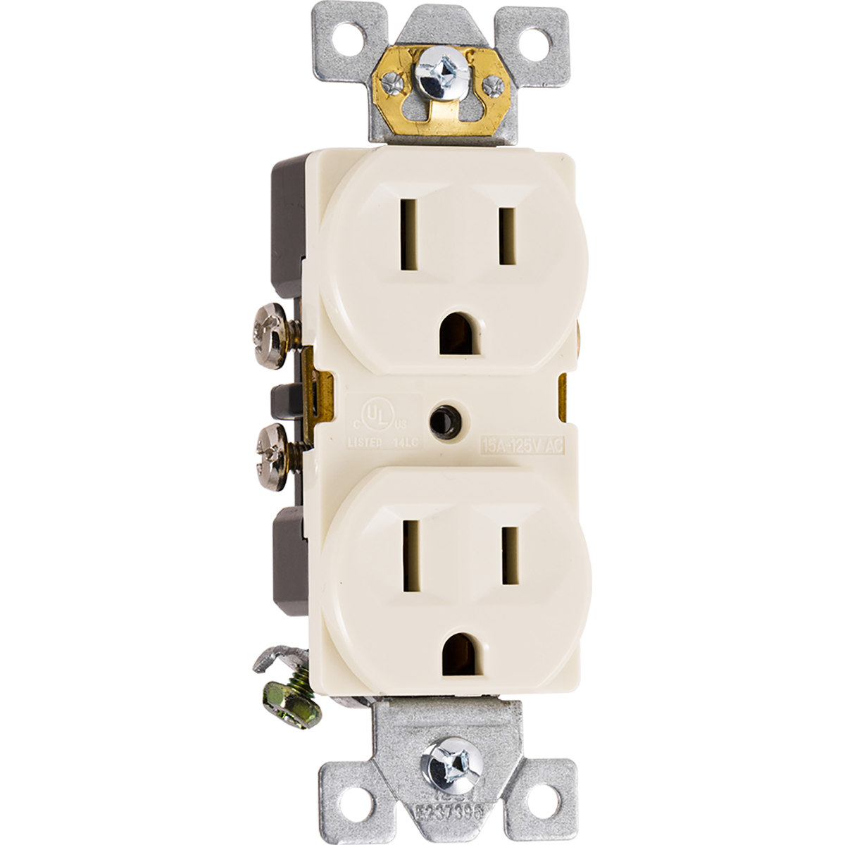 GE UltraPro Grounding Duplex Heavy-Duty Receptacle, Light Almond