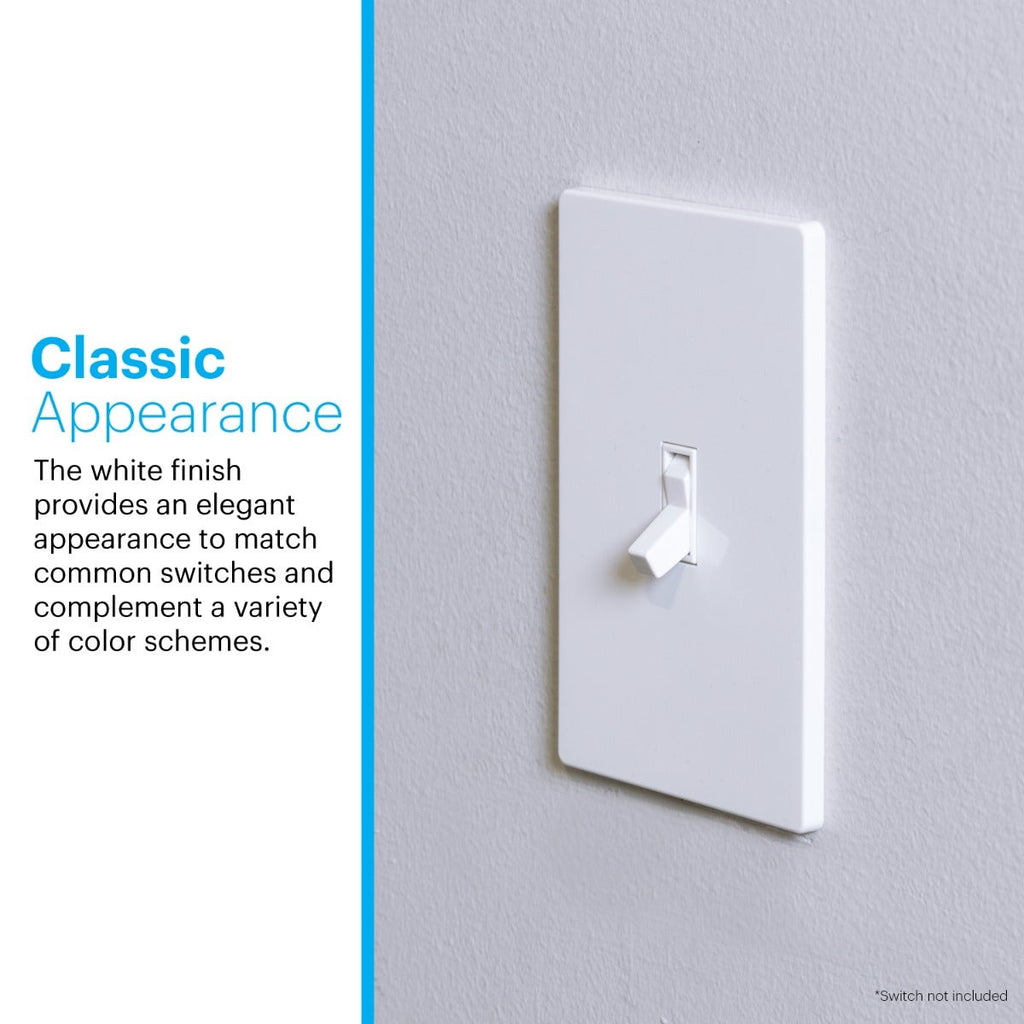 Power Gear Single Toggle Screwless Wall Plate, White, 10 Pack