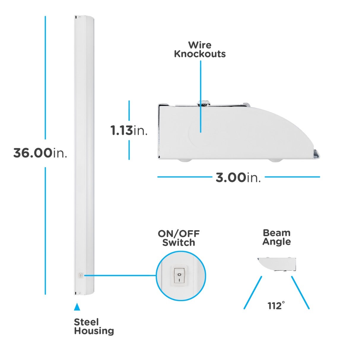 Enbrighten 36in. Dimmable Direct Wire LED Under Cabinet Light Fixture, White