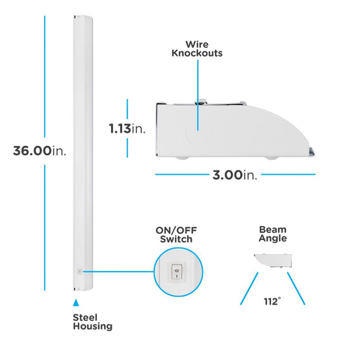 Enbrighten 36in. Dimmable Direct Wire LED Under Cabinet Light Fixture, White