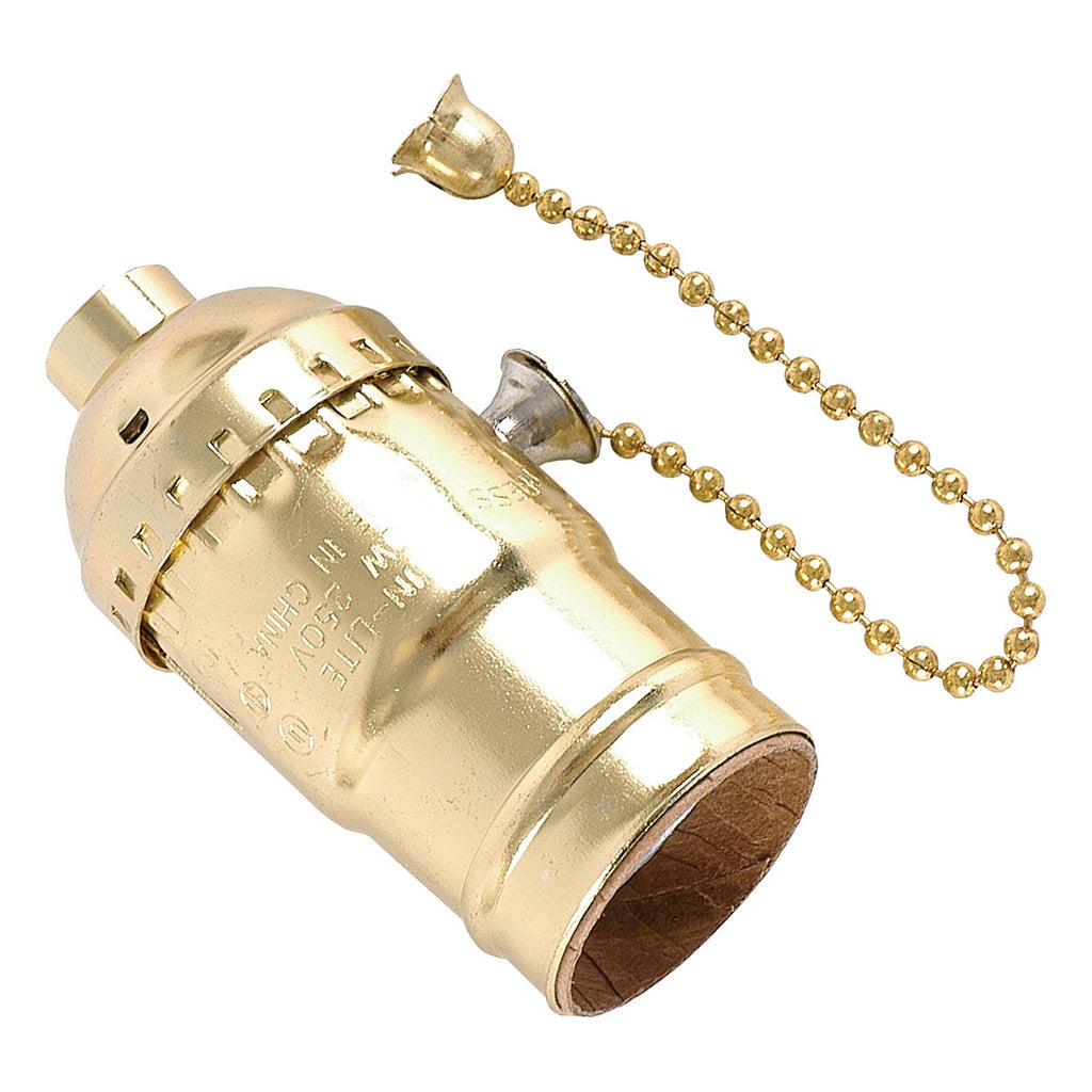 Power Gear Pull-Chain Lamp Socket, Brass
