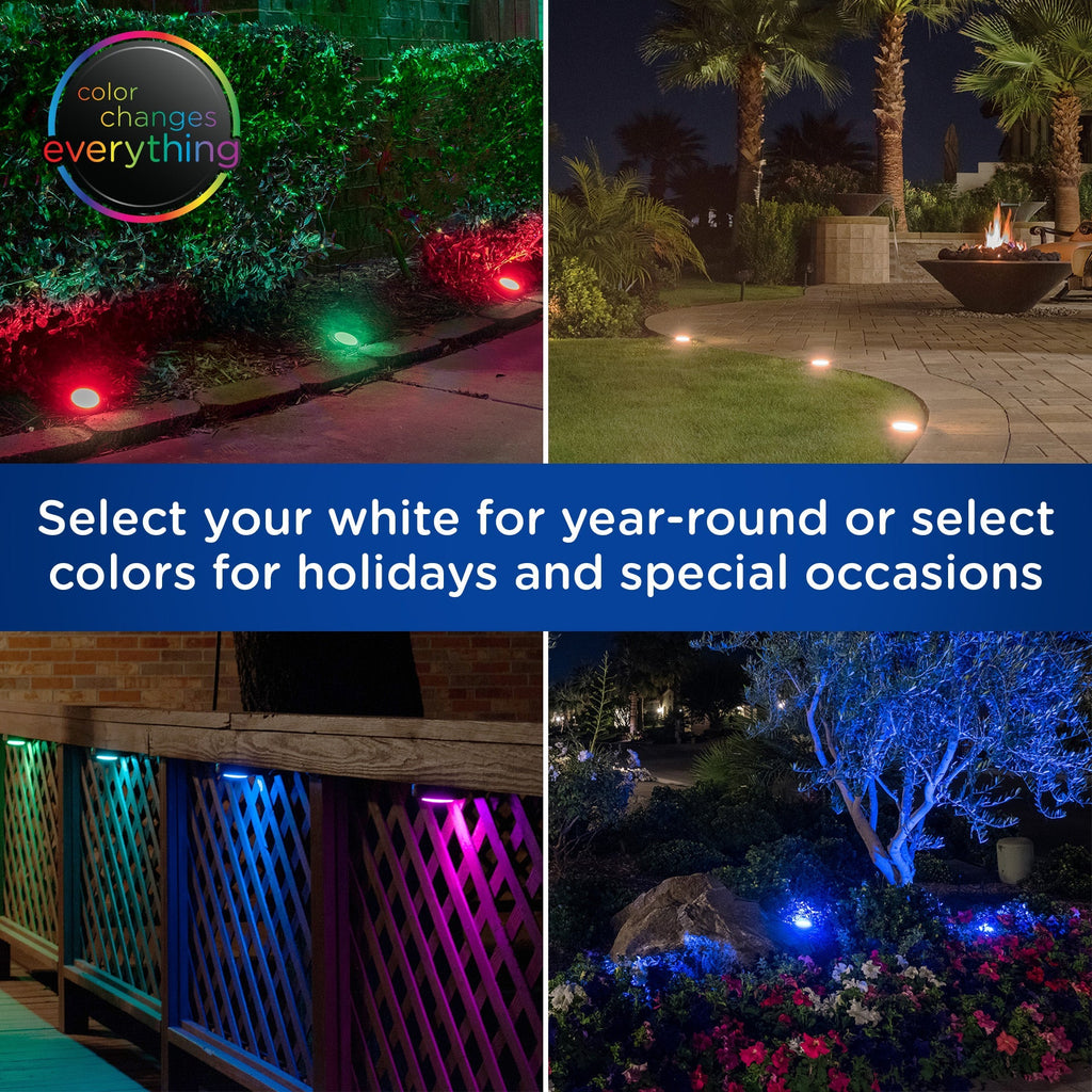 Enbrighten Seasons Color-Changing LED Landscape Lights, 6 Pucks, 40ft. Black Cord
