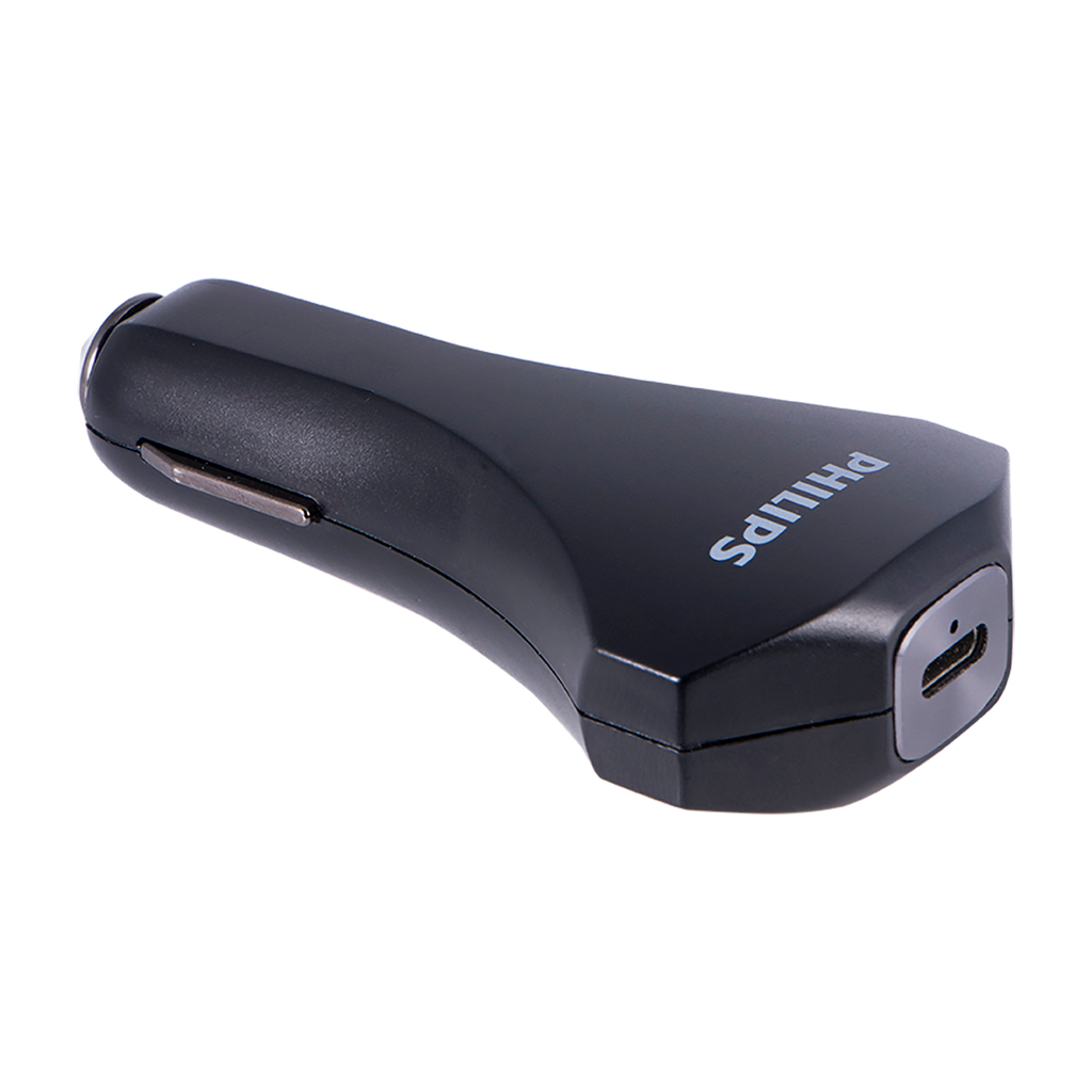 Philips 1-USB Car Charger with USB-C and Power Delivery, Black