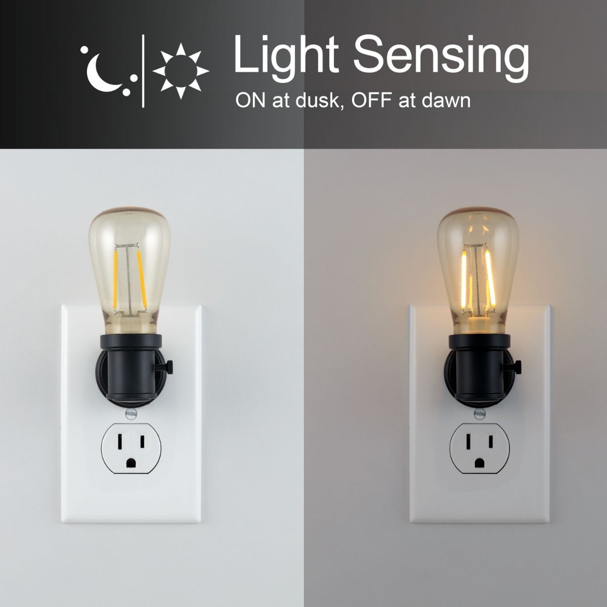 GE Vintage Light Sensing LED Night Light, Black
