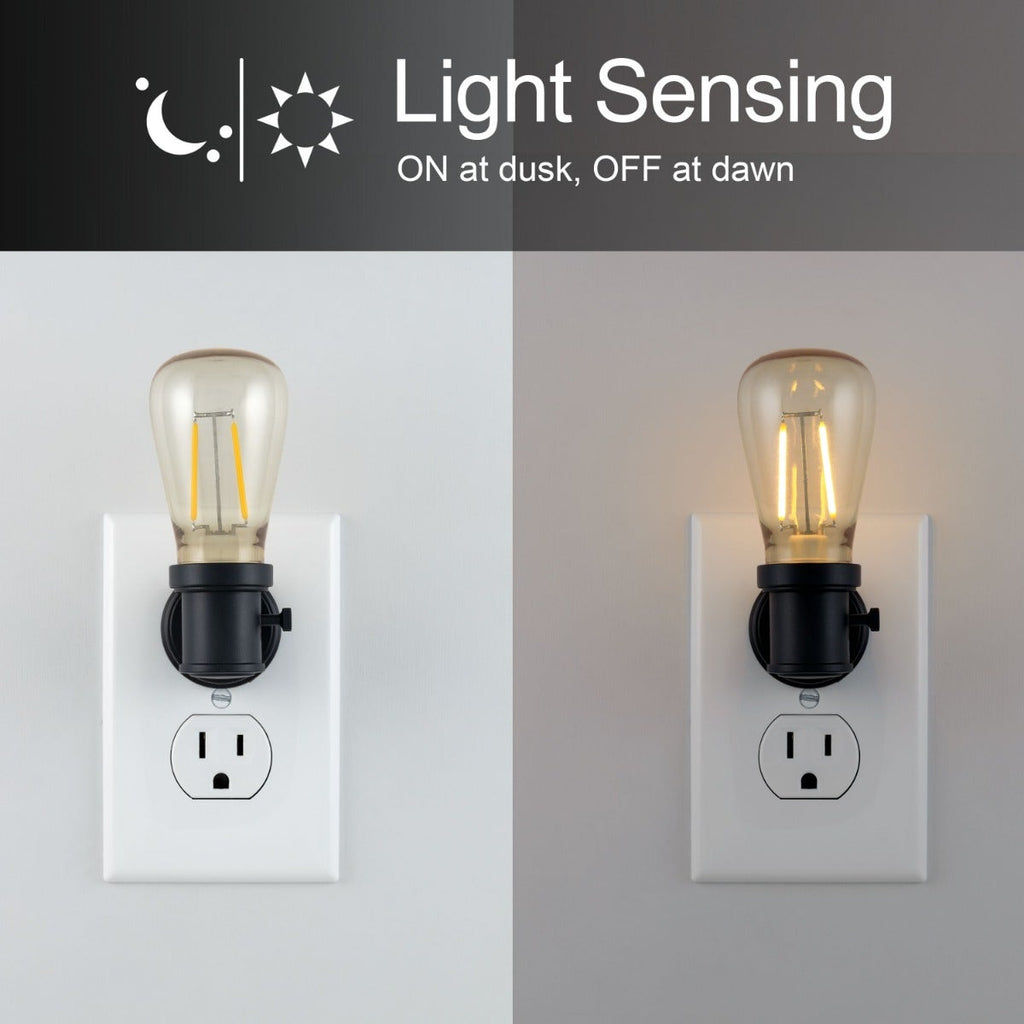 GE Vintage Light Sensing LED Night Light, 2 Pack, Black