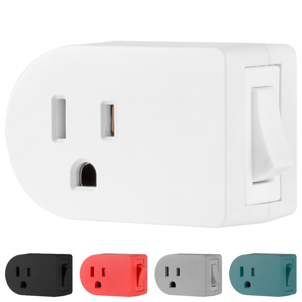 Cordinate Grounded 1-Outlet Power Switch, White