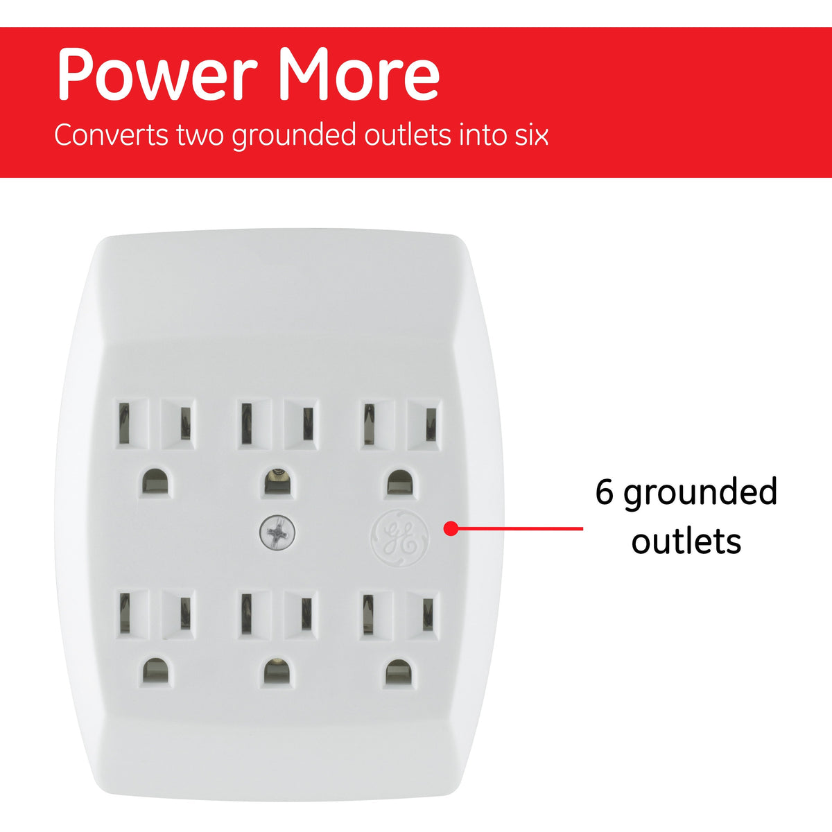 GE 6-Outlet Wall Tap, White