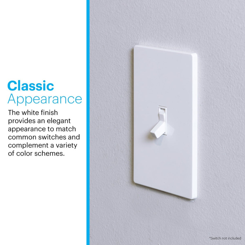 Power Gear Single Toggle Screwless Wall Plate, White
