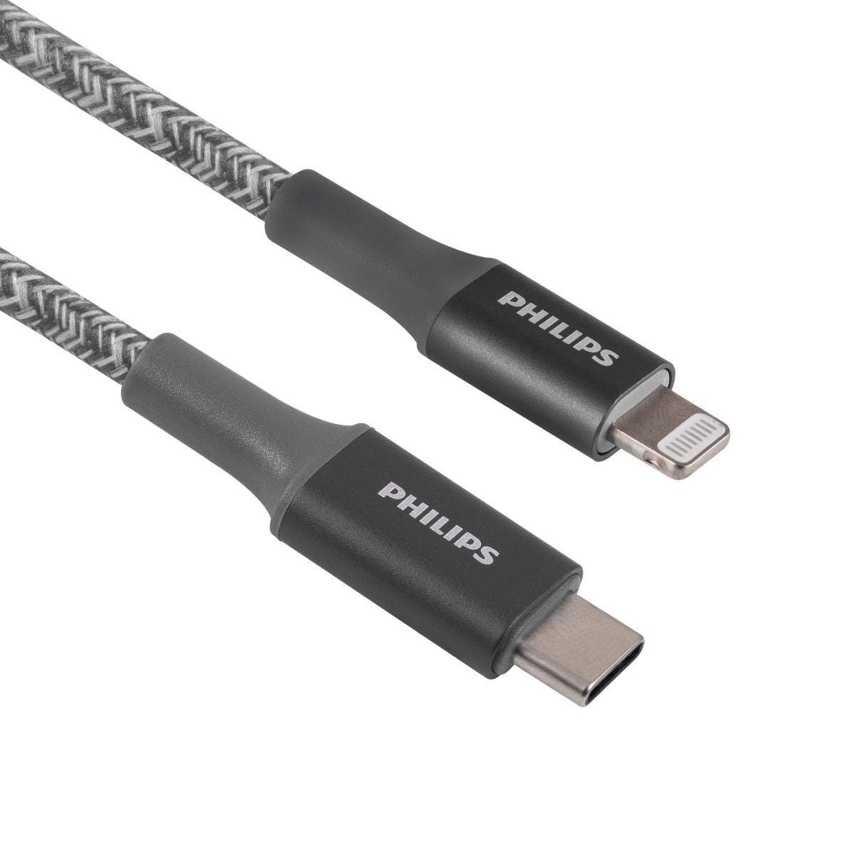 Philips 6ft. USB-C to Lightning Charging Cable with Braided Cord, 2 Pack, Gray