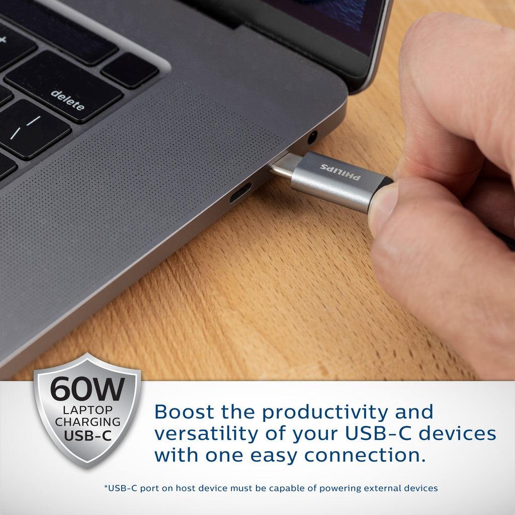 Philips Elite 7-in-1 Multiport Hub with Power Pass-Through, Silver