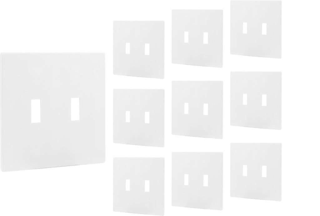 Power Gear Double Toggle Screwless Wall Plate, White, 10 Pack
