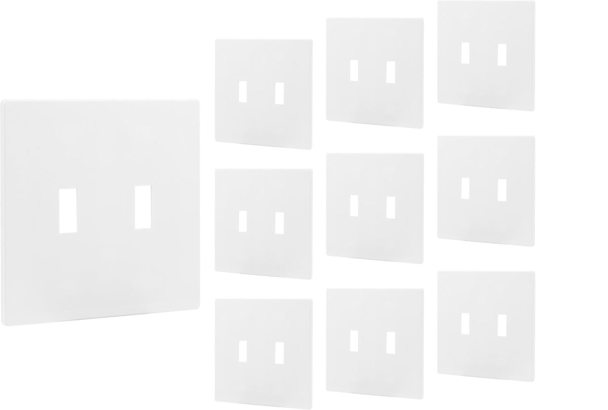 Power Gear Double Toggle Screwless Wall Plate, White, 10 Pack