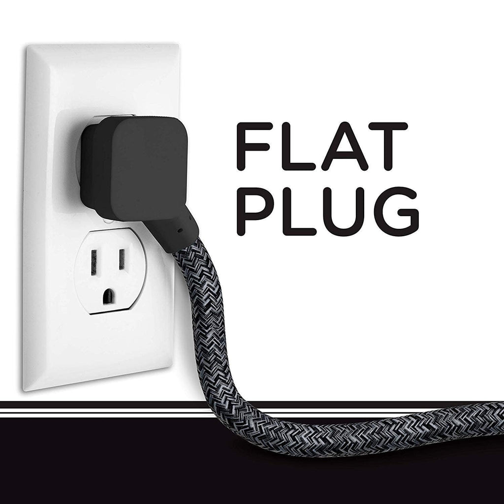 Cordinate 3-Outlet 10ft. Braided Extension Cord with Surge Protection, Black/Dark Heather