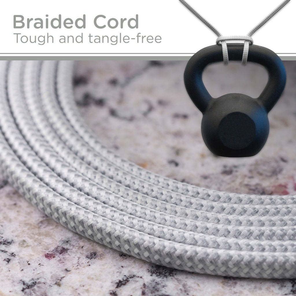 Cordinate 3-Outlet 2ft. Braided Extension Cord with Flat Plug, White/Gray