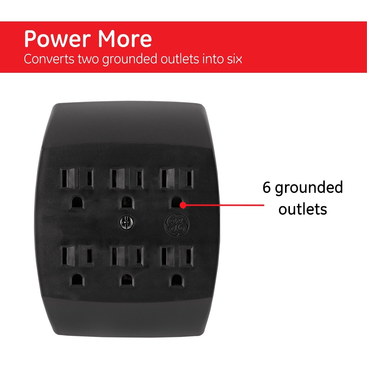 GE 6-Outlet Wall Tap, Black
