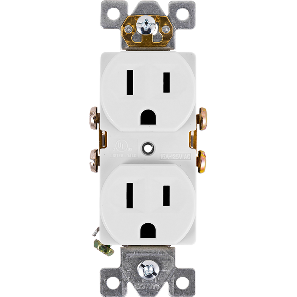 GE UltraPro Grounding Duplex Heavy-Duty Receptacle, White
