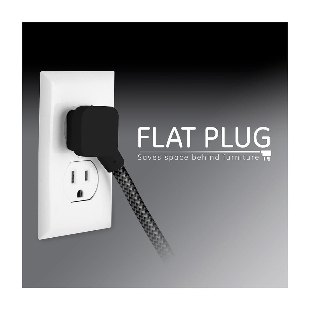 GE Pro 3-Outlet 8ft. Braided Extension Cord, Black