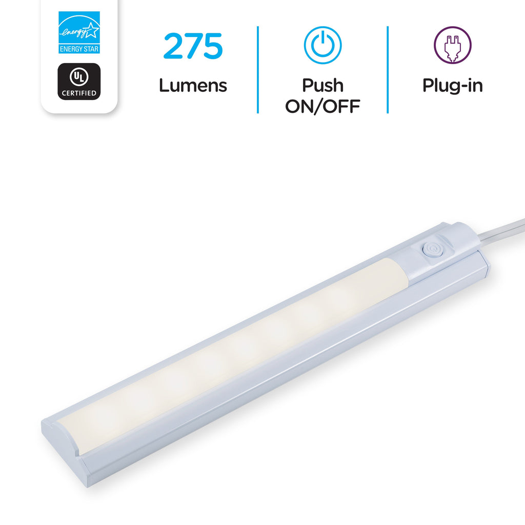 Enbrighten 10in. Plug-In LED Under Cabinet Fixture, White