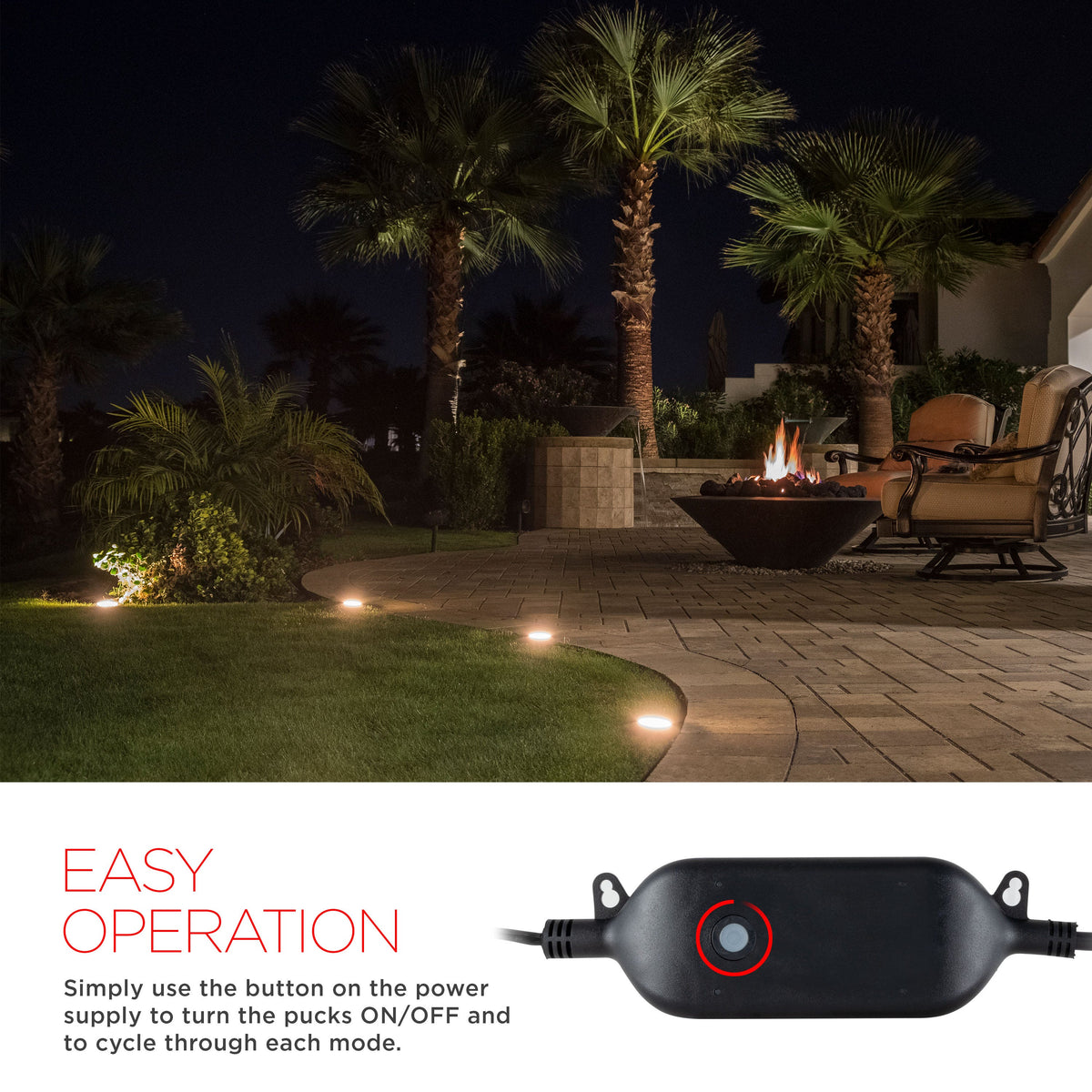 UltraPro Seasons Color-Changing LED Landscape Lights, 6 Pucks, 50ft. Black Cord