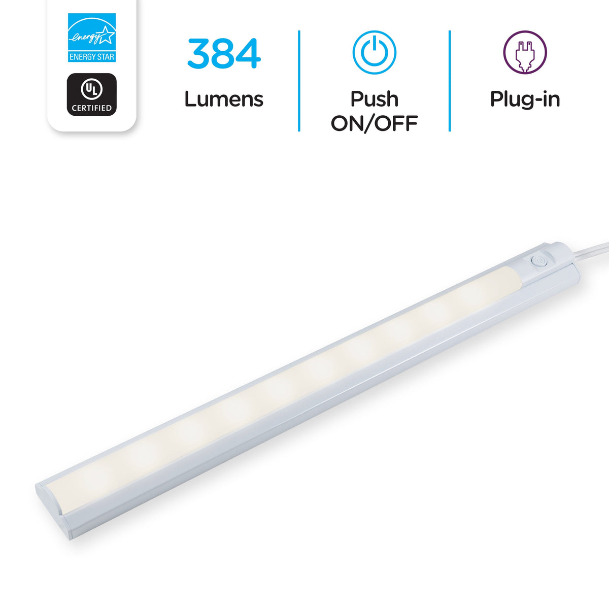 Enbrighten 16in. Plug-In LED Under Cabinet Light Fixture, White