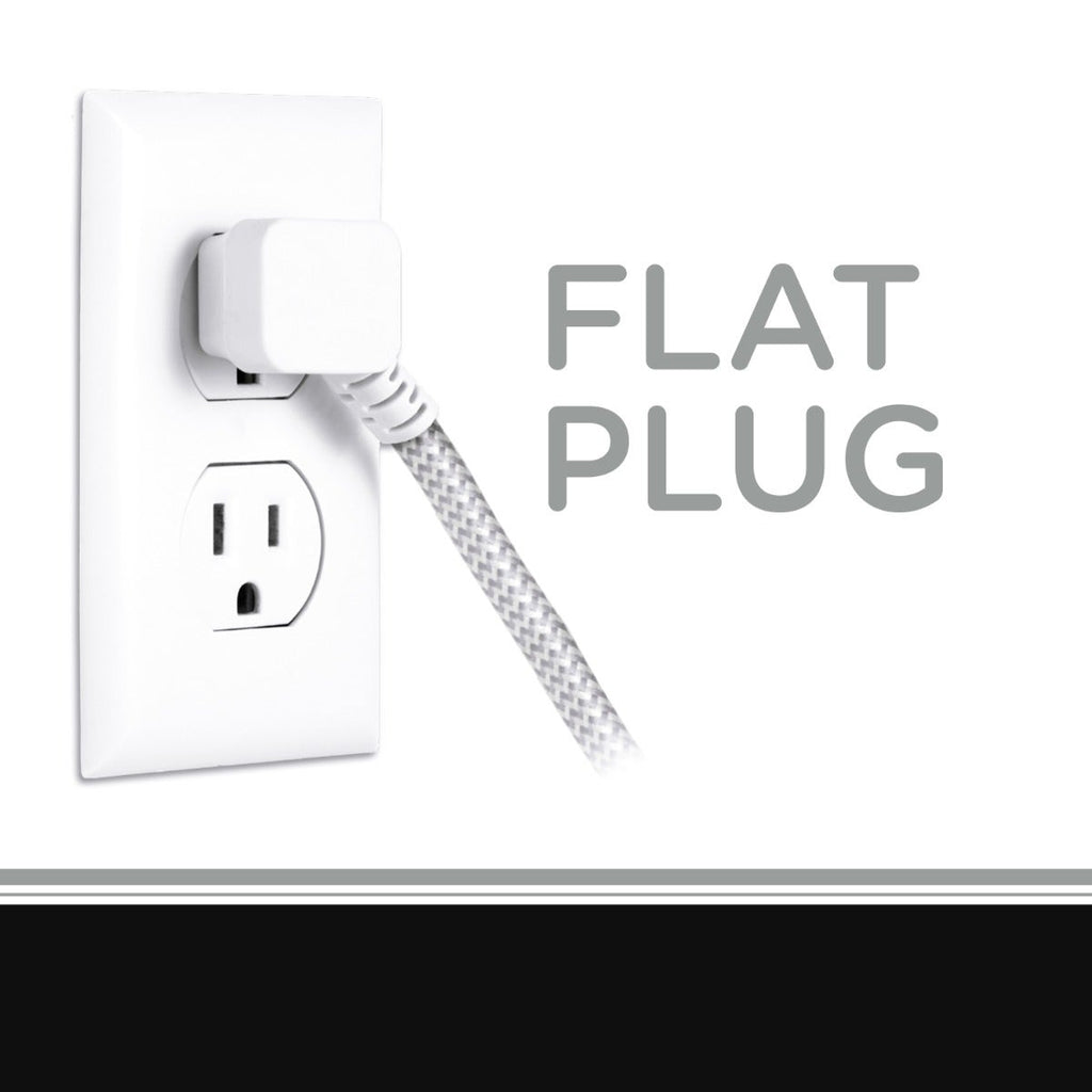 Cordinate 3-Outlet 8ft. Braided Extension Cord, Gray/White