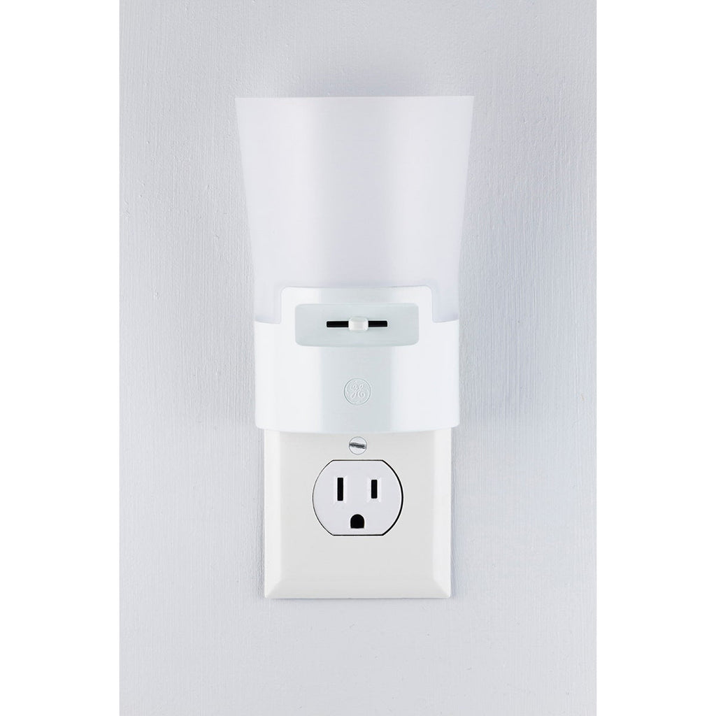 GE UltraBrite Sconce Light Sensing LED Night Light, White