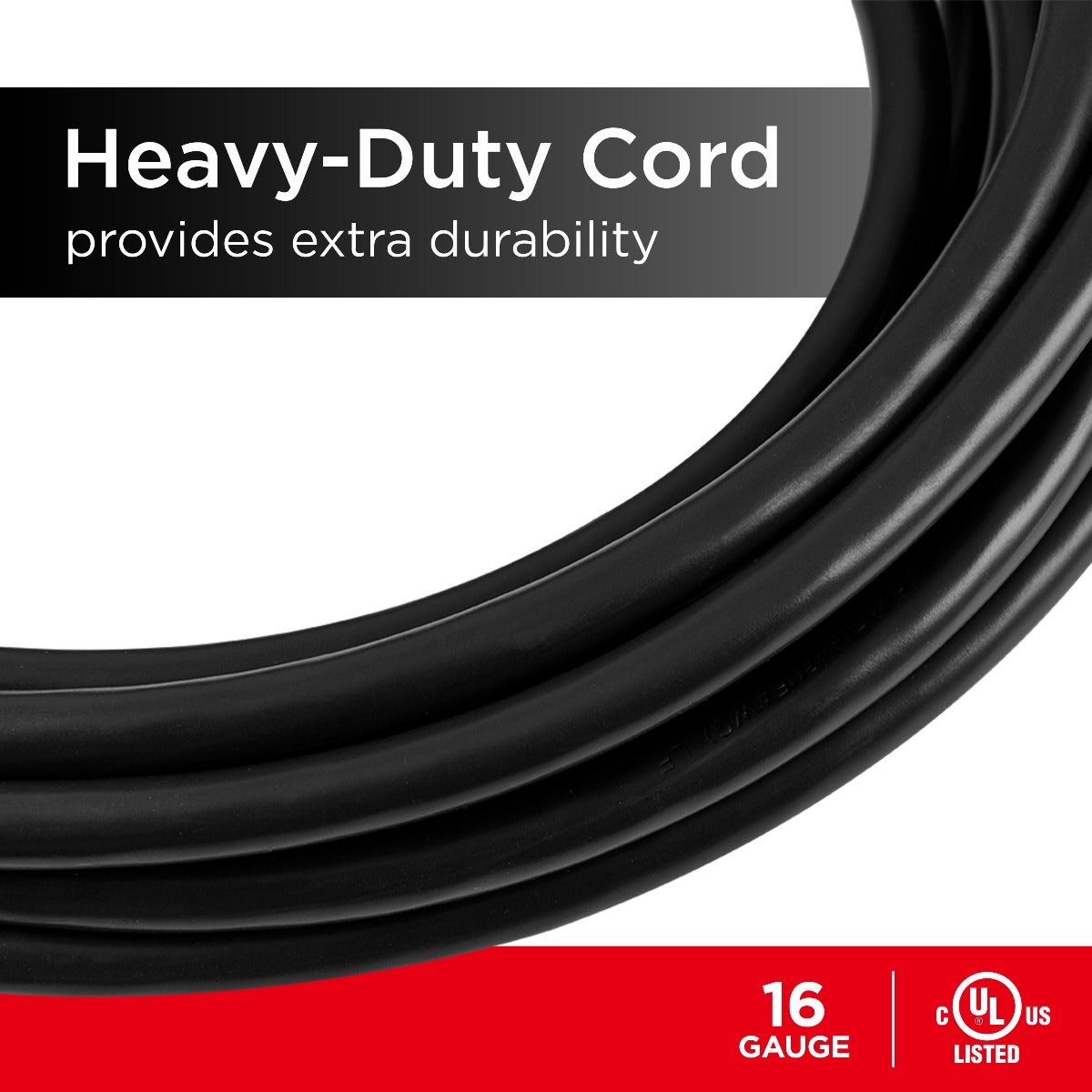 UltraPro 3-Outlet 50ft. Heavy Duty Indoor/Outdoor Extension Cord, Black