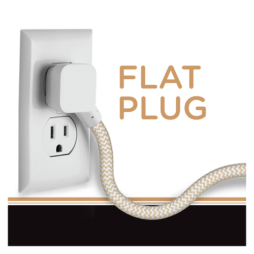 Cordinate 3-Outlet 10ft. Braided Extension Cord with Surge Protection, White/Tan