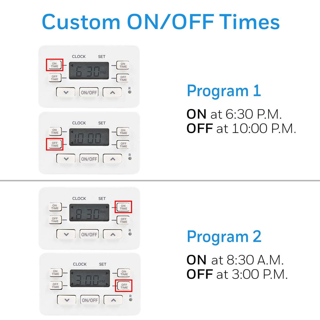 UltraPro Indoor Plug-In Single-Outlet Digital Timer, 2 pack, White