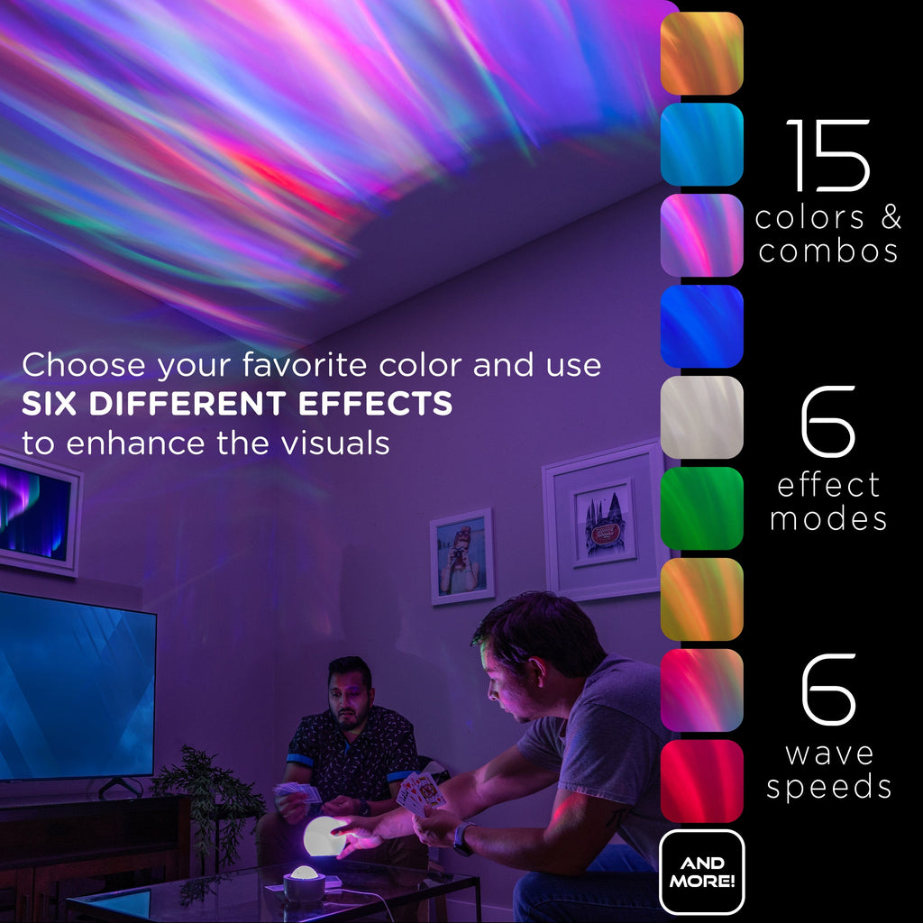 Enbrighten Aurora Wave Galaxy Projector LED Tabletop Night Light with On/Off Globe Cover, White