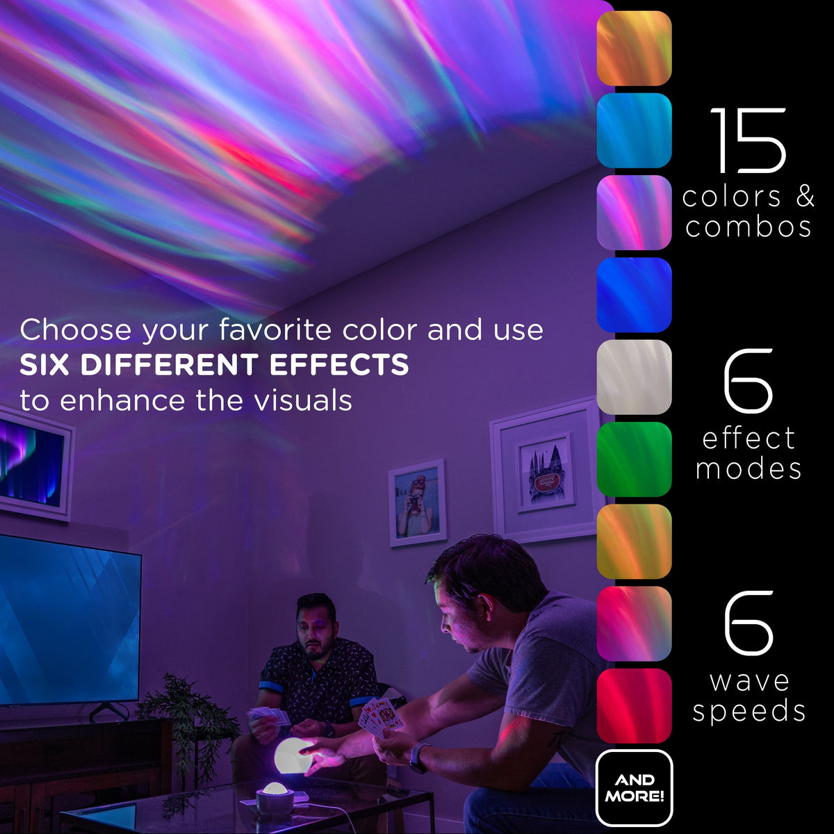 Enbrighten Aurora Wave Galaxy Projector LED Tabletop Night Light with On/Off Globe Cover, White