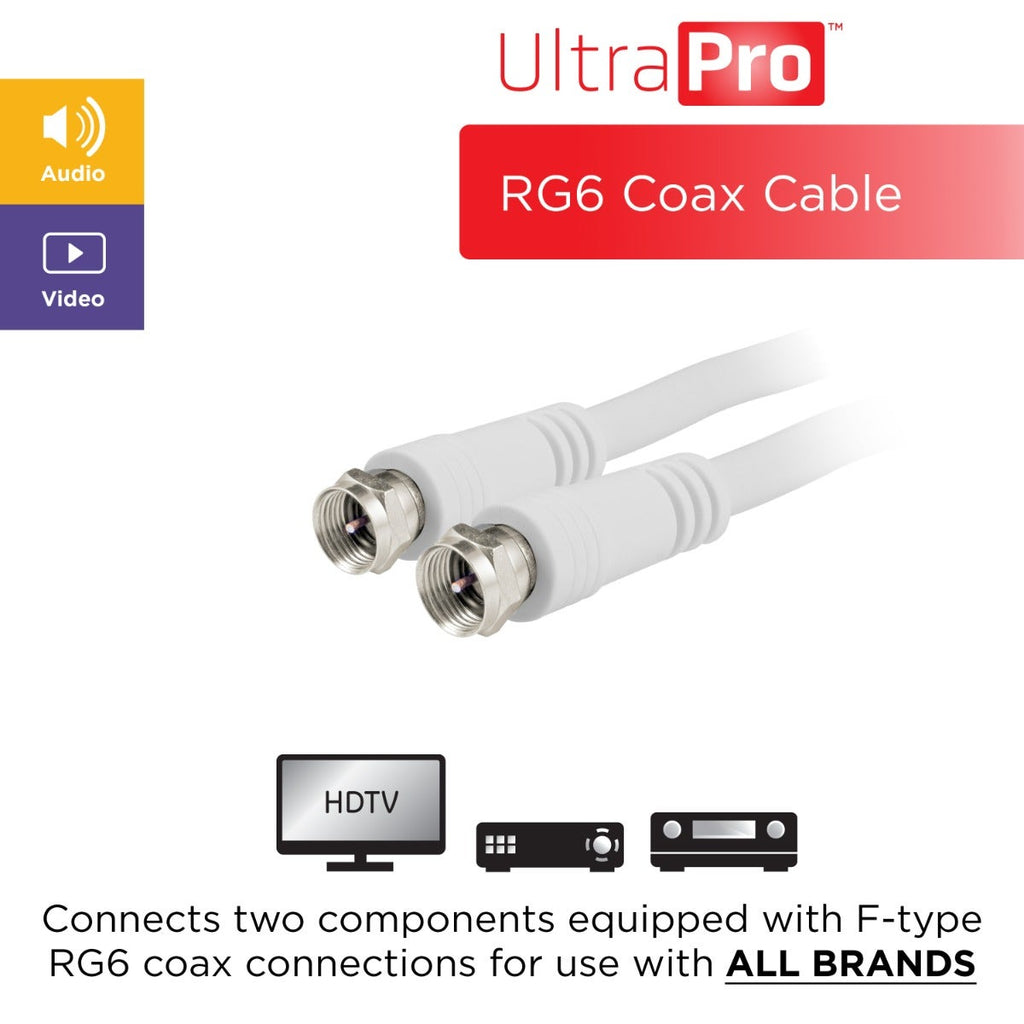 UltraPro 100ft. RG6 Coax Cable With F-Type Connectors, White
