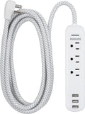 Philips 3-Outlet 3-USB 6ft. Surge Protector with Braided Cord, White