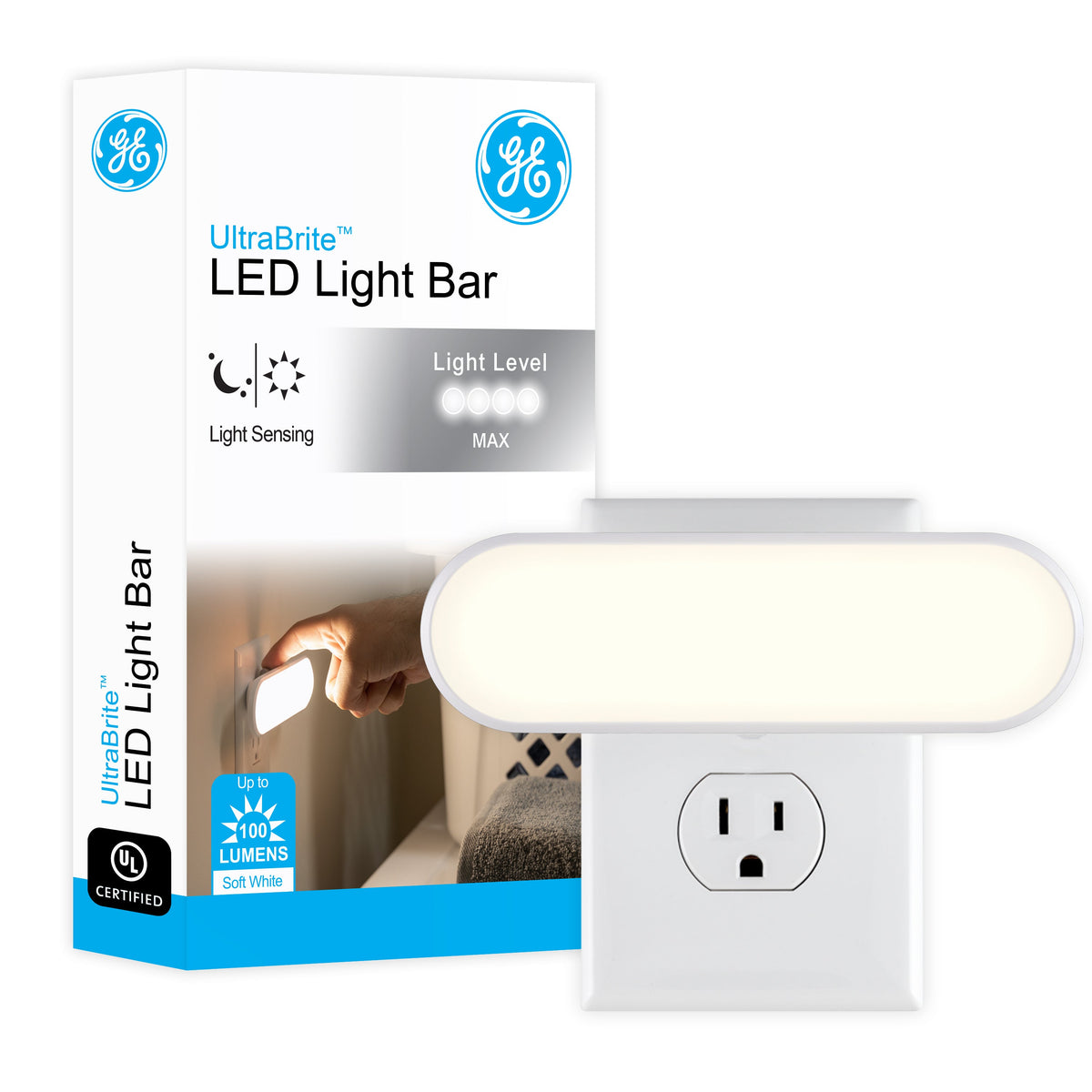GE UltraBright Plug-In Automatic LED Light Bar, White