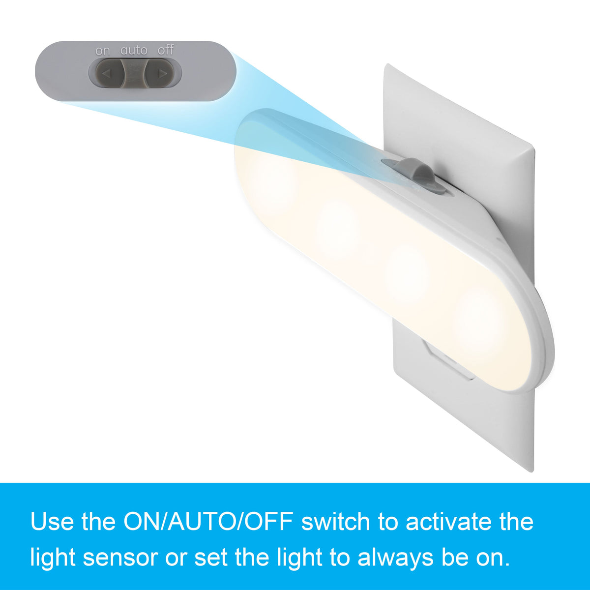 GE UltraBright Plug-In Automatic LED Light Bar, White, 2 Pack