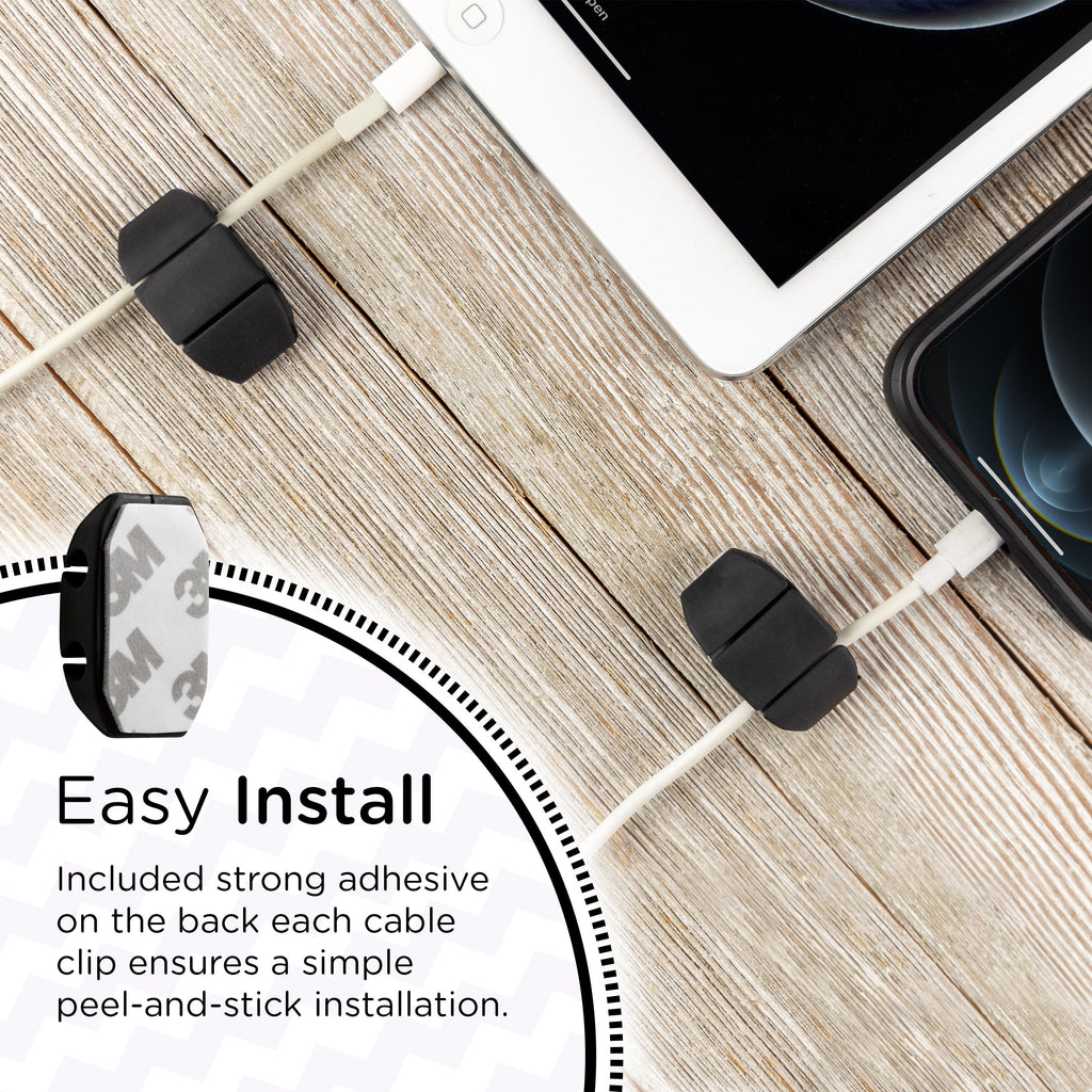 Cordinate Dual Slot Cable Management Dots, 6 Pack, Black,