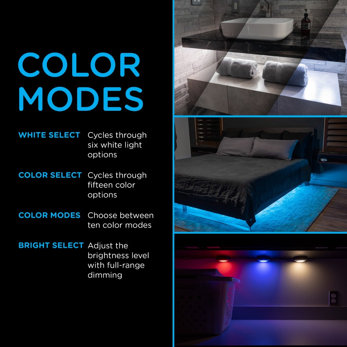 Enbrighten Spectrum Indoor Color-Changing LED Puck Lights, 6 Lights, Up to 18in. Black Cord