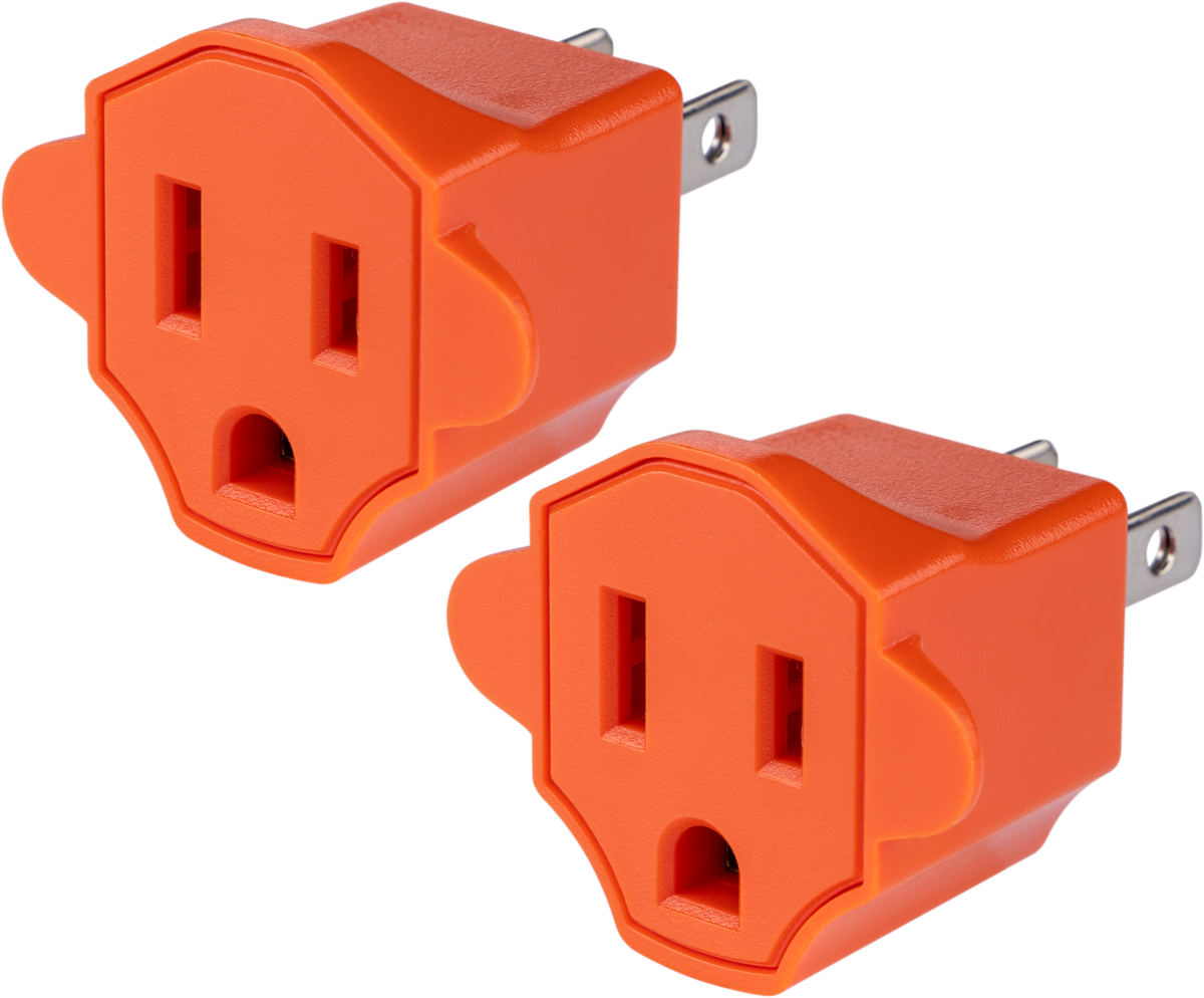 GE Polarized Grounded Adapter, 2 Pack, Orange