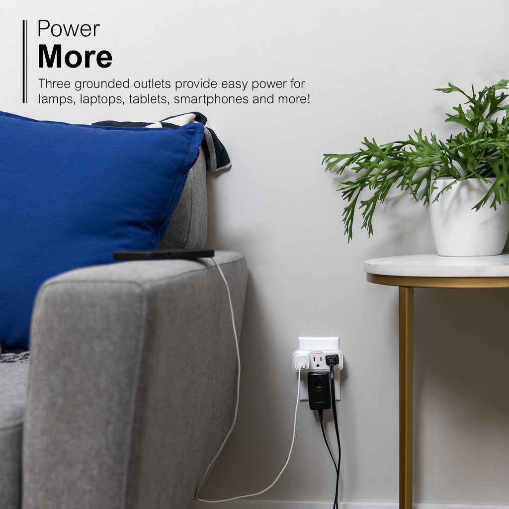 GE Guide Light 3-Outlet Tap, White