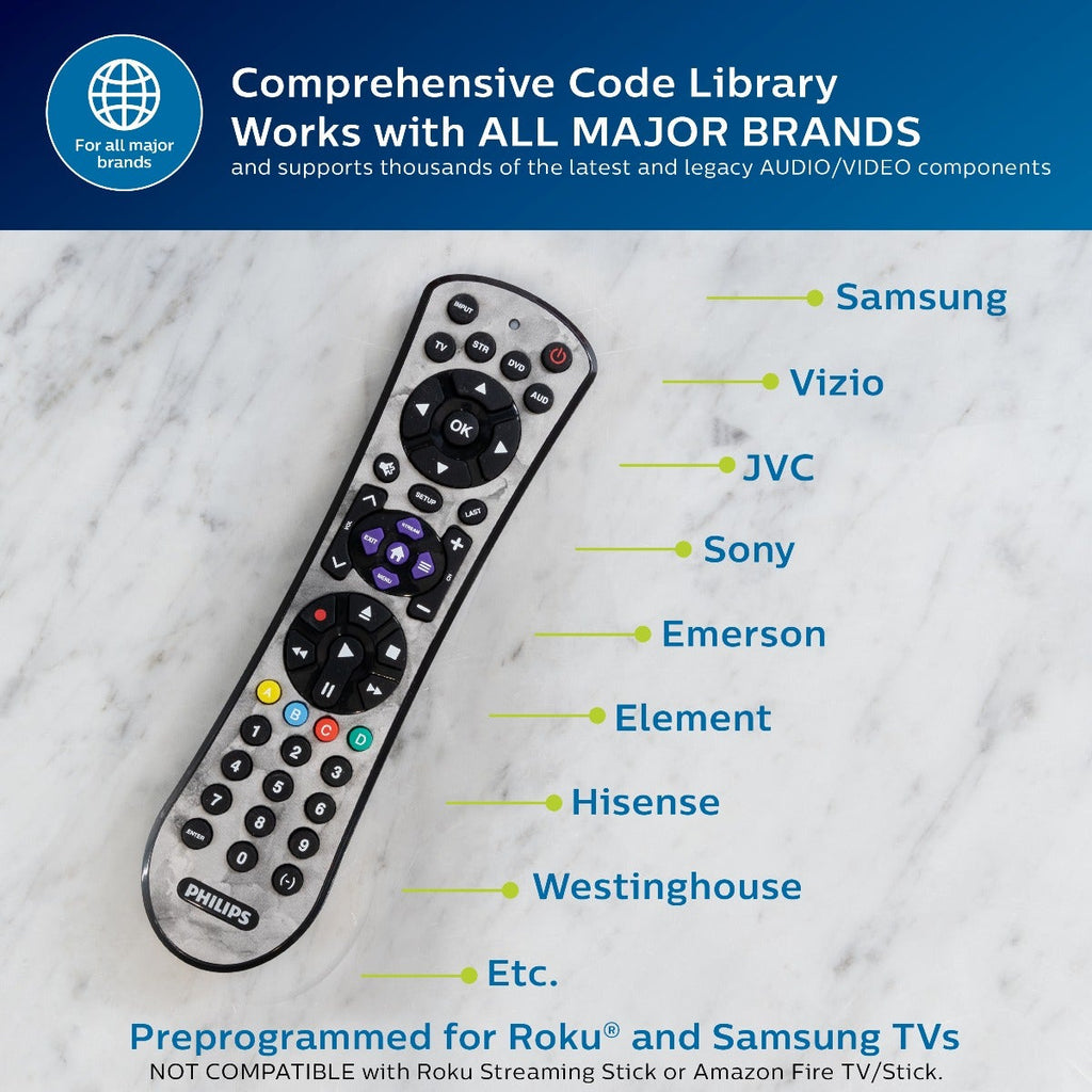Philips 4-Device Soft Touch Universal Remote, Marble