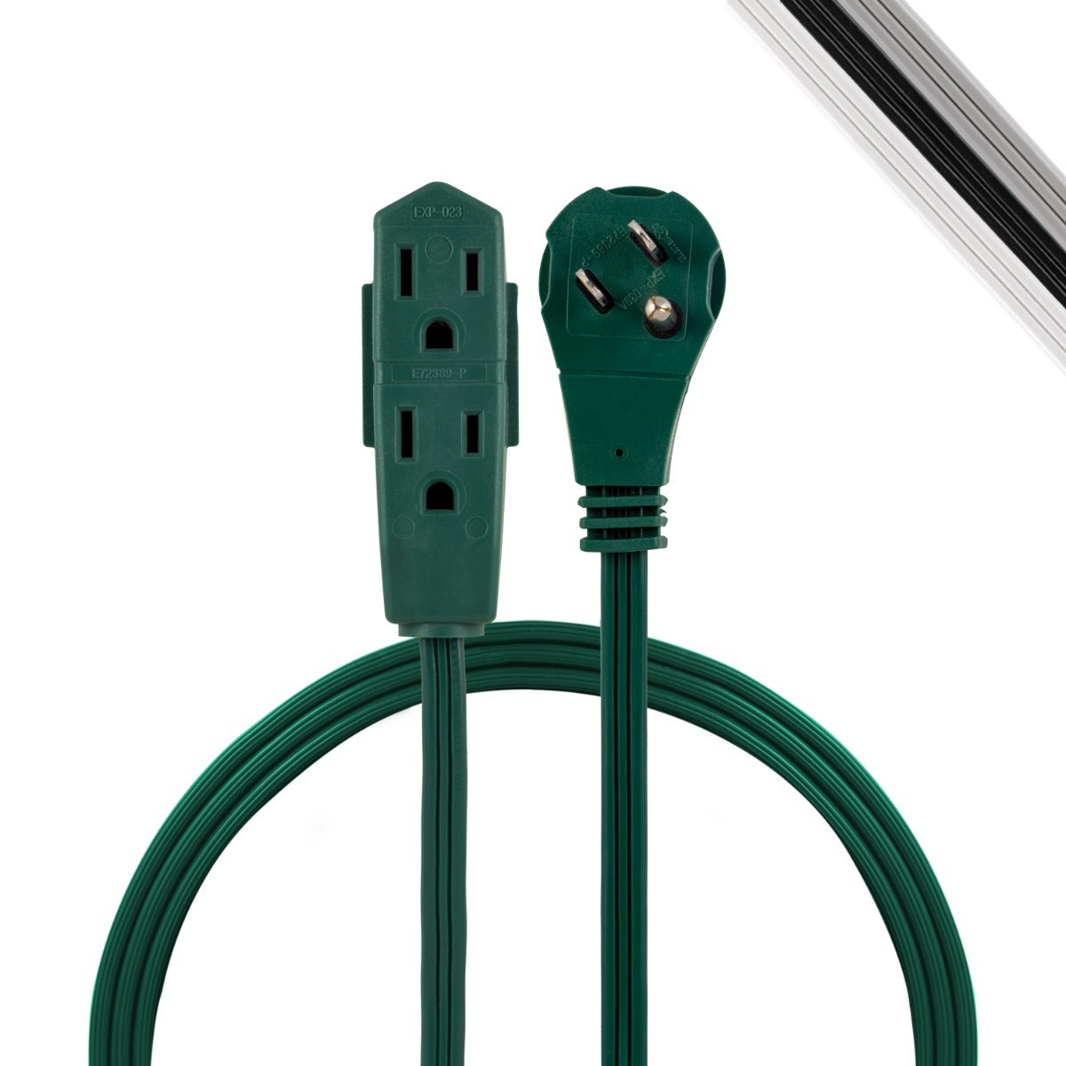 GE 3-Outlet 3ft. Extension Cord with Right-Angle Plug, Green