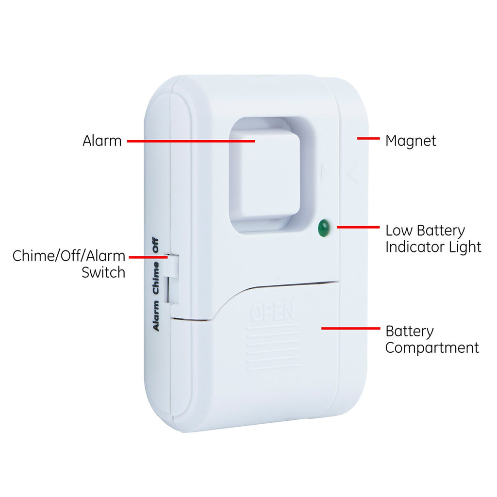 UltraPro Battery Operated Magnetic Window or Door Alarm, 4 Pack, White