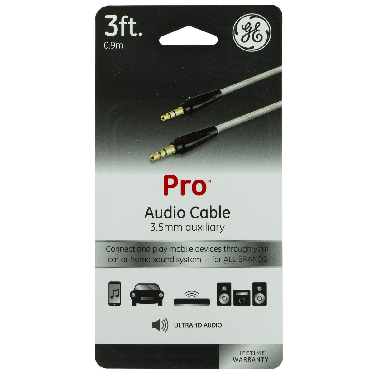 GE 3ft. 3.5mm Auxiliary Audio Cable, Gray