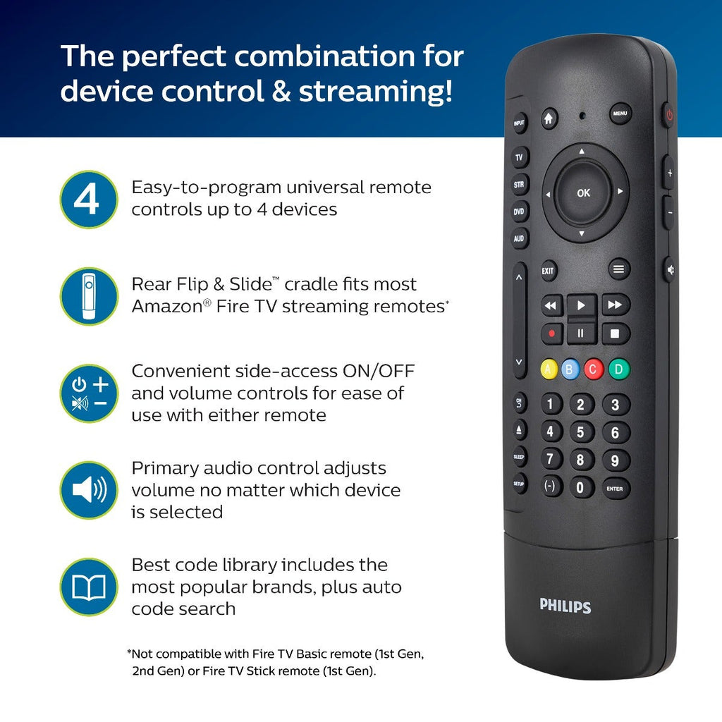 Philips 4-Device Universal Companion Remote for Fire TV, Black