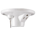 UltraPro Porcelain Lampholder, Medium Base, Pull Chain, Grounded Outlet, White